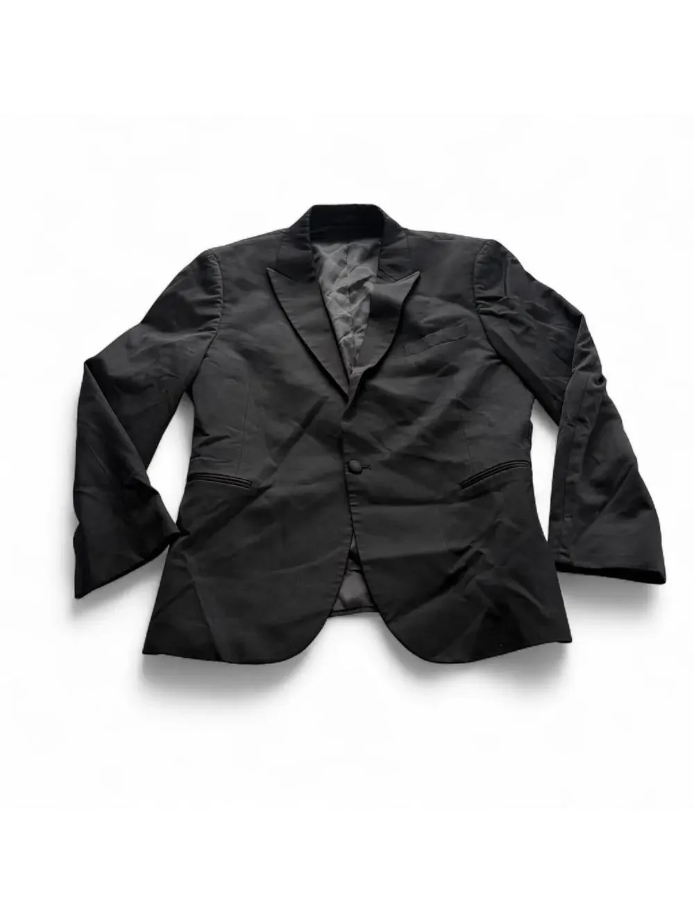 Black by Vera Wang Super 1305 Wool Tuxedo Blazer Size 44S (Short) Slim FIt